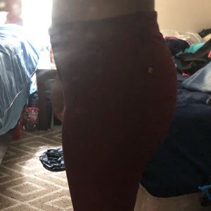 Burgundy jeans mid rise